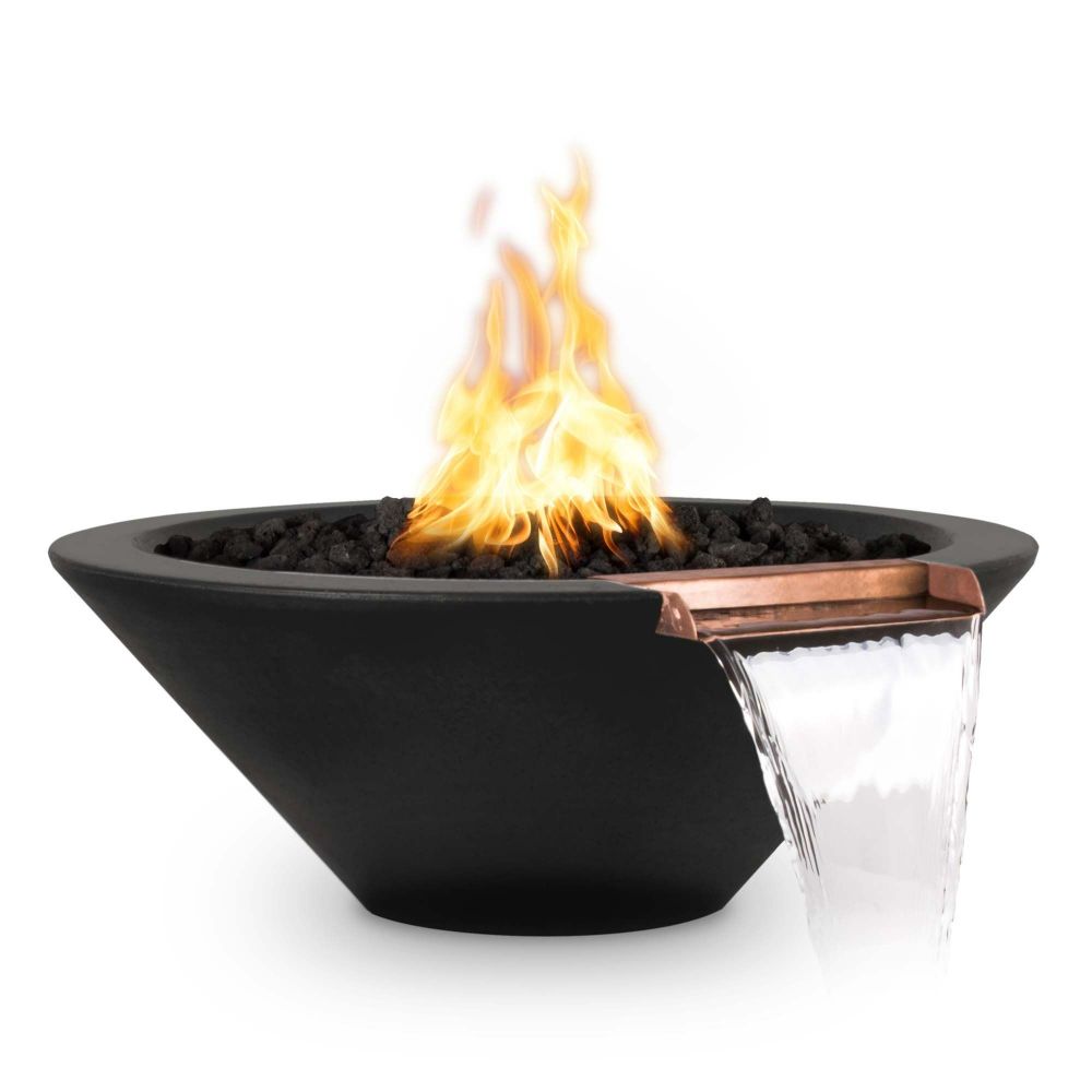 The Outdoors Plus OPT-24RFWE12V-ASH-LP 24" Cazo GFRC Fire & Water Bowl - 12V Electronic Ignition - Ash - Liquid Propane